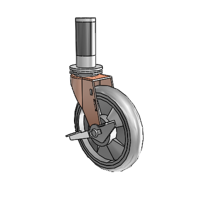 Regent Expanding Adapter Copper Oxide Swivel Caster with 5 x .9375 Grey MonoTech Wheel and Side Brake