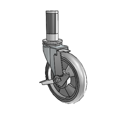 Regent Expanding Adapter Zinc Swivel Caster with 5 x .9375 Grey MonoTech Wheel and Tread Lock Brake