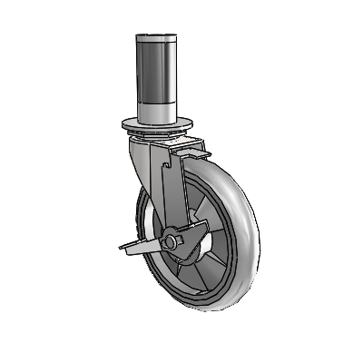 Regent Expanding Adapter Bright Chrome Swivel Caster with 5 x .9375 Grey MonoTech Wheel and Tread Lock Brake