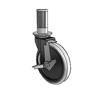 Regent Expanding Adapter Black Oxide Swivel Caster with 5 x .9375 Grey Thermoplastic Urethane Wheel and Tread Lock Brake