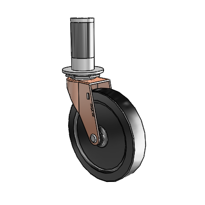Regent Expanding Adapter Copper Oxide Swivel Caster with 5 x .9375 Black Polyolefin Wheel