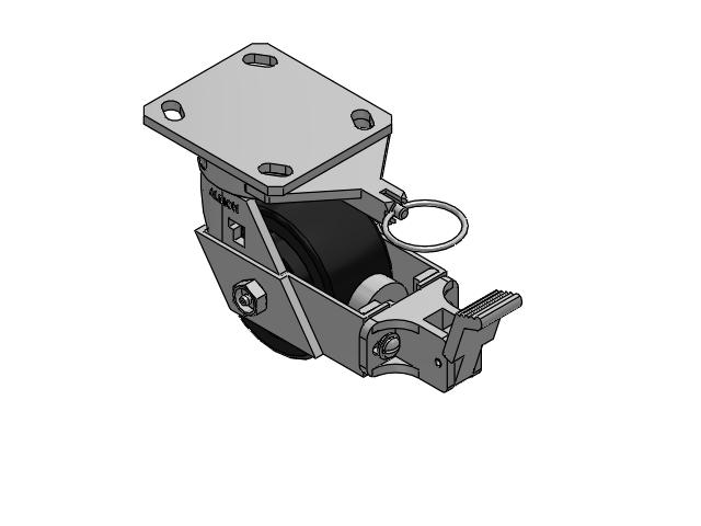 170 Series Top Plate Swivel Caster with 4 x 2 Black Polypropylene RT - Glass-Filled Polypropylene Wheel and Face Brake