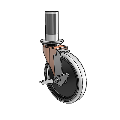 Regent Expanding Adapter Copper Oxide Swivel Caster with 5 x .9375 Grey Thermoplastic Urethane Wheel and Tread Lock Brake