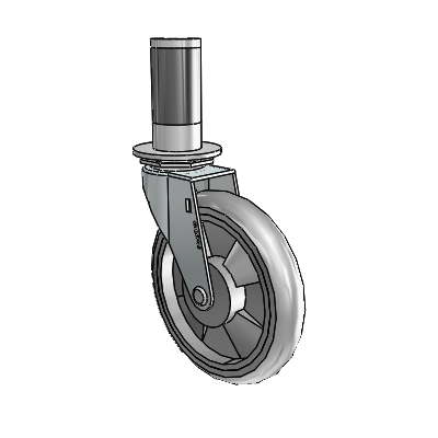 Regent Expanding Adapter Zinc Swivel Caster with 5 x .9375 Grey MonoTech Wheel