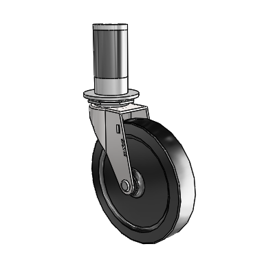 Regent Expanding Adapter Bright Chrome Swivel Caster with 5 x .9375 Black Polyolefin Wheel