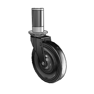 Regent Expanding Adapter Black Oxide Swivel Caster with 5 x .9375 Black Soft Rubber Wheel