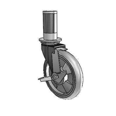 Regent Expanding Adapter Black Oxide Swivel Caster with 5 x .9375 Grey MonoTech Wheel and Tread Lock Brake