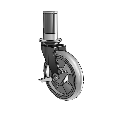 Regent Expanding Adapter Black Oxide Swivel Caster with 5 x .9375 Grey MonoTech Wheel and Side Brake