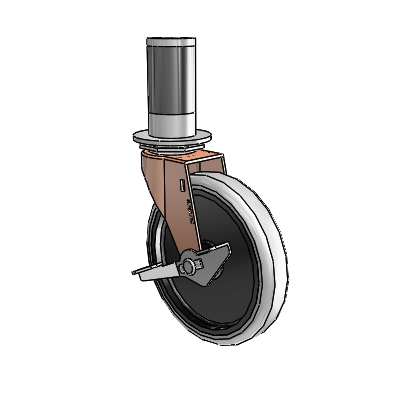 Regent Expanding Adapter Copper Oxide Swivel Caster with 5 x .9375 Grey Thermoplastic Urethane Wheel and Side Brake