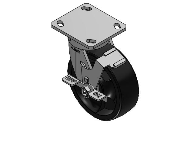 170 Series Top Plate Swivel Caster with 6 x 2 Black Polypropylene RT - Glass-Filled Polypropylene Wheel and Face Brake