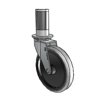 Regent Expanding Adapter Zinc Swivel Caster with 5 x .9375 Grey Thermoplastic Rubber Wheel