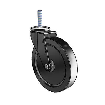 Regent Threaded Stem Black Oxide Swivel Caster with 5 x .9375 Black Polyolefin Wheel