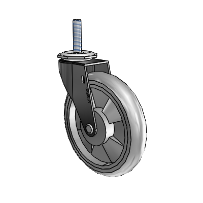 Regent Threaded Stem Black Oxide Swivel Caster with 5 x .9375 Grey MonoTech Wheel
