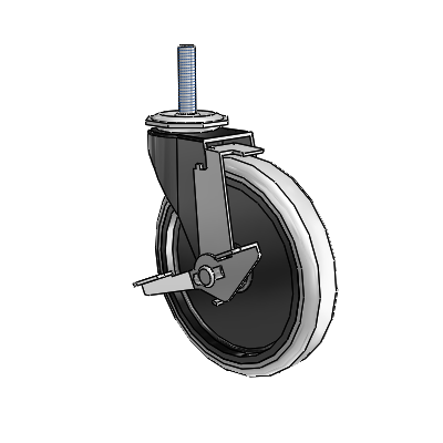 Regent Threaded Stem Black Oxide Swivel Caster with 5 x .9375 Grey Thermoplastic Urethane Wheel and Tread Lock Brake