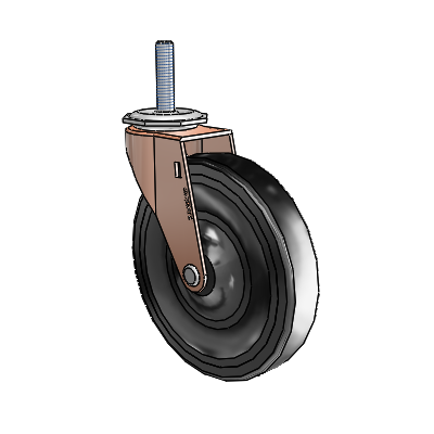 Regent Threaded Stem Copper Oxide Swivel Caster with 5 x .9375 Black Hard Rubber Wheel