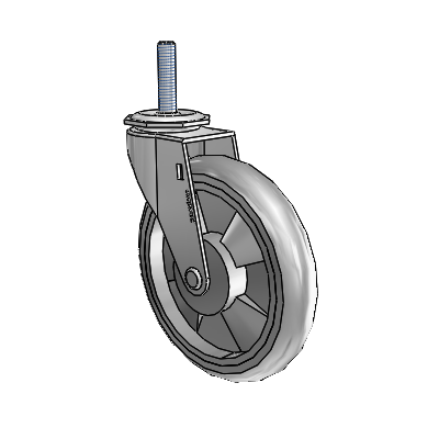 Regent Threaded Stem Polished Nickel Swivel Caster with 5 x .9375 Grey MonoTech Wheel