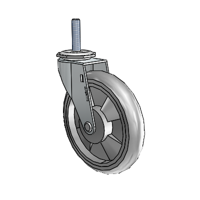 Regent Threaded Stem Zinc Swivel Caster with 5 x .9375 Grey MonoTech Wheel