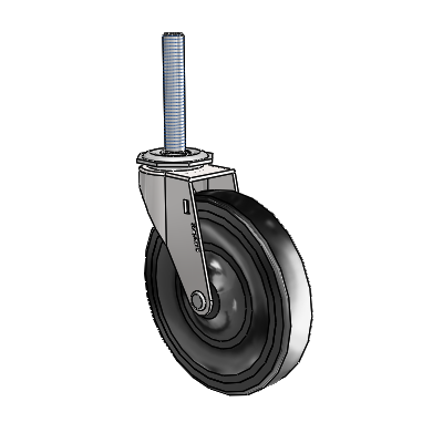 Regent Threaded Stem Bright Chrome Swivel Caster with 5 x .9375 Black Soft Rubber Wheel