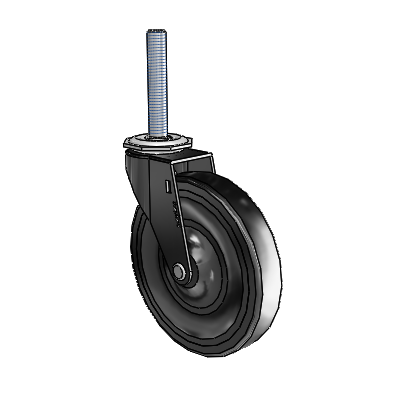 Regent Threaded Stem Black Oxide Swivel Caster with 5 x .9375 Black Soft Rubber Wheel