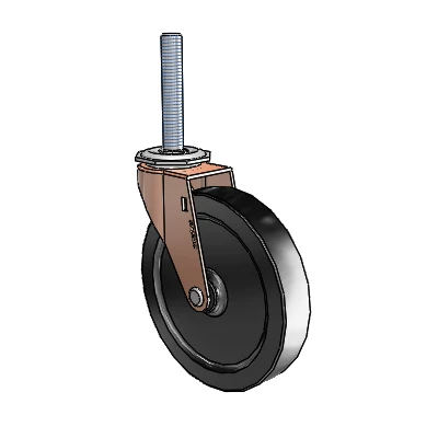 Regent Threaded Stem Copper Oxide Swivel Caster with 5 x .9375 Black Polyolefin Wheel