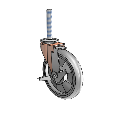 Regent Threaded Stem Copper Oxide Swivel Caster with 5 x .9375 Grey MonoTech Wheel and Tread Lock Brake