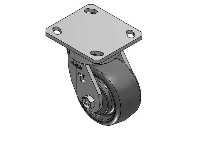 170 Series Top Plate Swivel Caster with 4 x 2 Grey Elastomer SE - Solid Elastomer Wheel