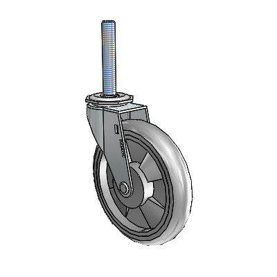 Regent Threaded Stem Zinc Swivel Caster with 5 x .9375 Grey MonoTech Wheel
