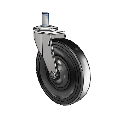 Regent Threaded Stem Bright Chrome Swivel Caster with 5 x .9375 Black Soft Rubber Wheel