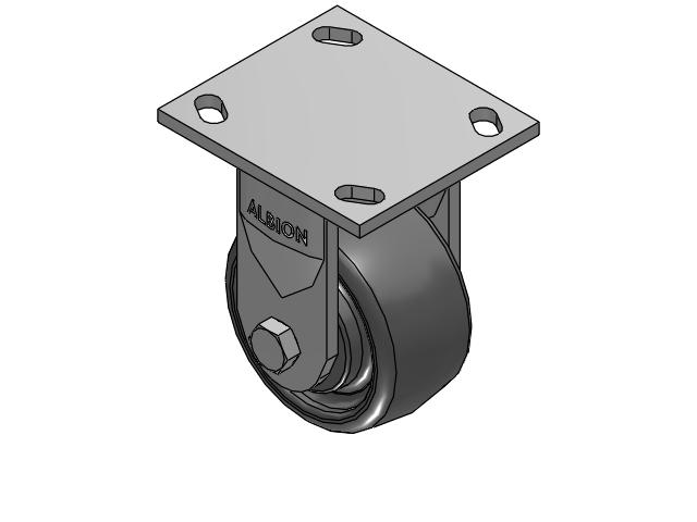 170 Series Top Plate Rigid Caster with 4 x 2 Grey Elastomer SE - Solid Elastomer Wheel