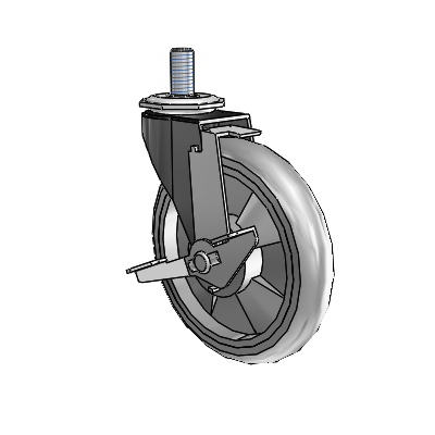 Regent Threaded Stem Black Oxide Swivel Caster with 5 x .9375 Grey MonoTech Wheel and Tread Lock Brake