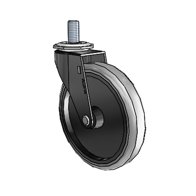 Regent Threaded Stem Black Oxide Swivel Caster with 5 x .9375 Grey Thermoplastic Rubber Wheel