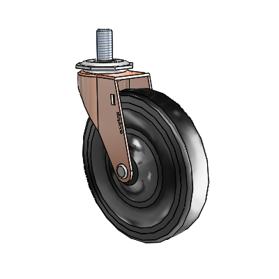 Regent Threaded Stem Copper Oxide Swivel Caster with 5 x .9375 Black Soft Rubber Wheel