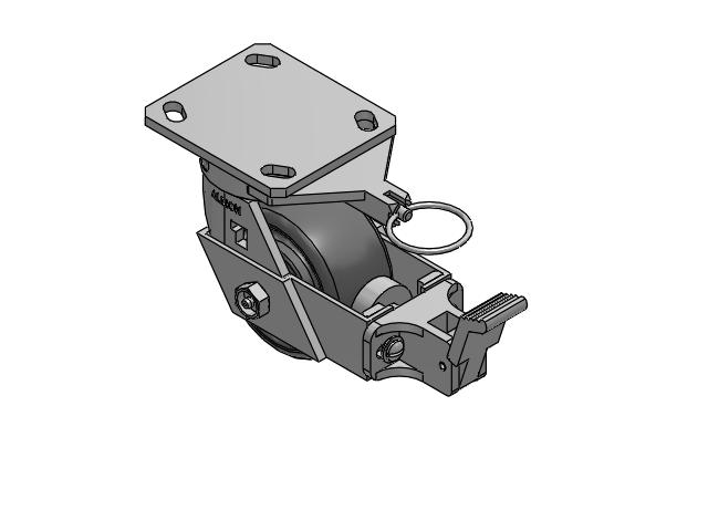 170 Series Top Plate Swivel Caster with 4 x 2 Grey Elastomer SE - Solid Elastomer Wheel and Face Brake