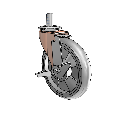 Regent Threaded Stem Copper Oxide Swivel Caster with 5 x .9375 Grey MonoTech Wheel and Tread Lock Brake