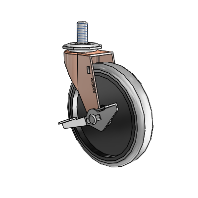 Regent Threaded Stem Copper Oxide Swivel Caster with 5 x .9375 Grey Thermoplastic Rubber Wheel and Side Brake