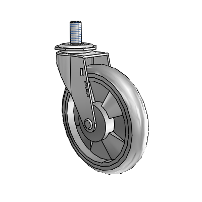 Regent Threaded Stem Polished Nickel Swivel Caster with 5 x .9375 Grey MonoTech Wheel