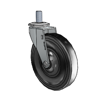 Regent Threaded Stem Zinc Swivel Caster with 5 x .9375 Black Hard Rubber Wheel