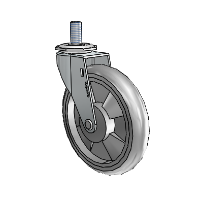 Regent Threaded Stem Zinc Swivel Caster with 5 x .9375 Grey MonoTech Wheel
