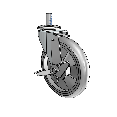Regent Threaded Stem Zinc Swivel Caster with 5 x .9375 Grey MonoTech Wheel and Tread Lock Brake
