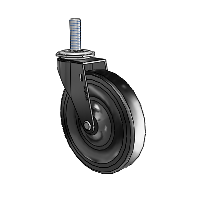 Regent Threaded Stem Black Oxide Swivel Caster with 5 x .9375 Black Hard Rubber Wheel