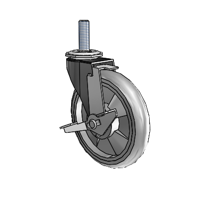 Regent Threaded Stem Black Oxide Swivel Caster with 5 x .9375 Grey MonoTech Wheel and Tread Lock Brake