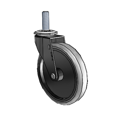 Regent Threaded Stem Black Oxide Swivel Caster with 5 x .9375 Grey Thermoplastic Rubber Wheel