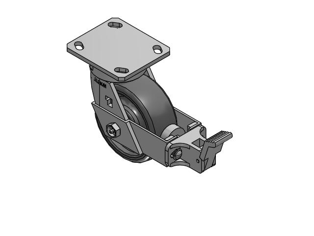 170 Series Top Plate Swivel Caster with 5 x 2 Grey Elastomer SE - Solid Elastomer Wheel and Face Brake