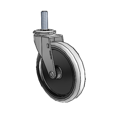 Regent Threaded Stem Polished Nickel Swivel Caster with 5 x .9375 Grey Thermoplastic Urethane Wheel