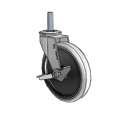 Regent Threaded Stem Bright Chrome Swivel Caster with 5 x .9375 Grey Thermoplastic Urethane Wheel and Side Brake