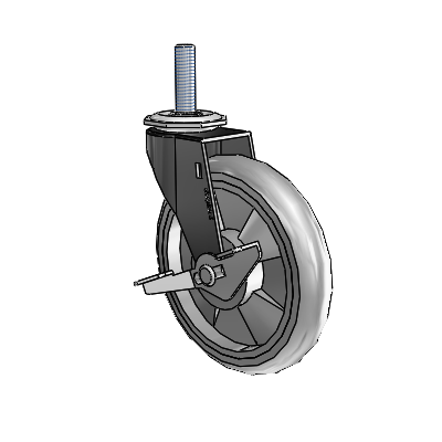 Regent Threaded Stem Black Oxide Swivel Caster with 5 x .9375 Grey MonoTech Wheel and Side Brake
