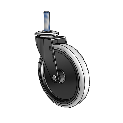 Regent Threaded Stem Black Oxide Swivel Caster with 5 x .9375 Grey Thermoplastic Urethane Wheel