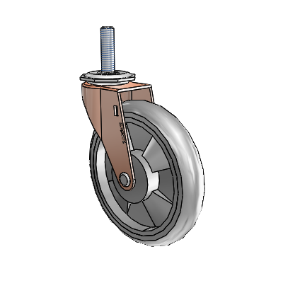 Roulette pivotante Regent à tige filetée en oxyde de cuivre, équipée de 5 roues MonoTech grises de 0,9375