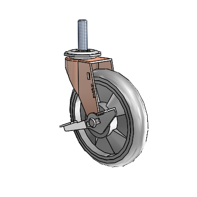 Regent Threaded Stem Copper Oxide Swivel Caster with 5 x .9375 Grey MonoTech Wheel and Side Brake