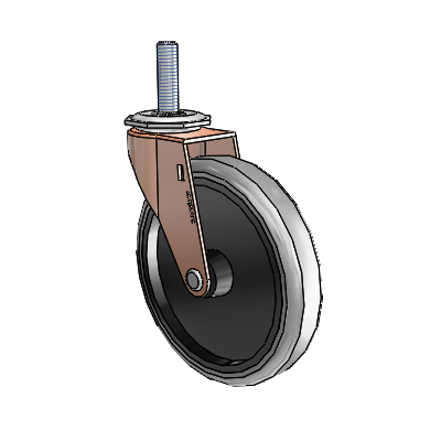 Regent Threaded Stem Copper Oxide Swivel Caster with 5 x .9375 Grey Thermoplastic Rubber Wheel